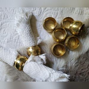 Napkin Rings Set of 4 Round Hammered Gold Brass Made In India D-205